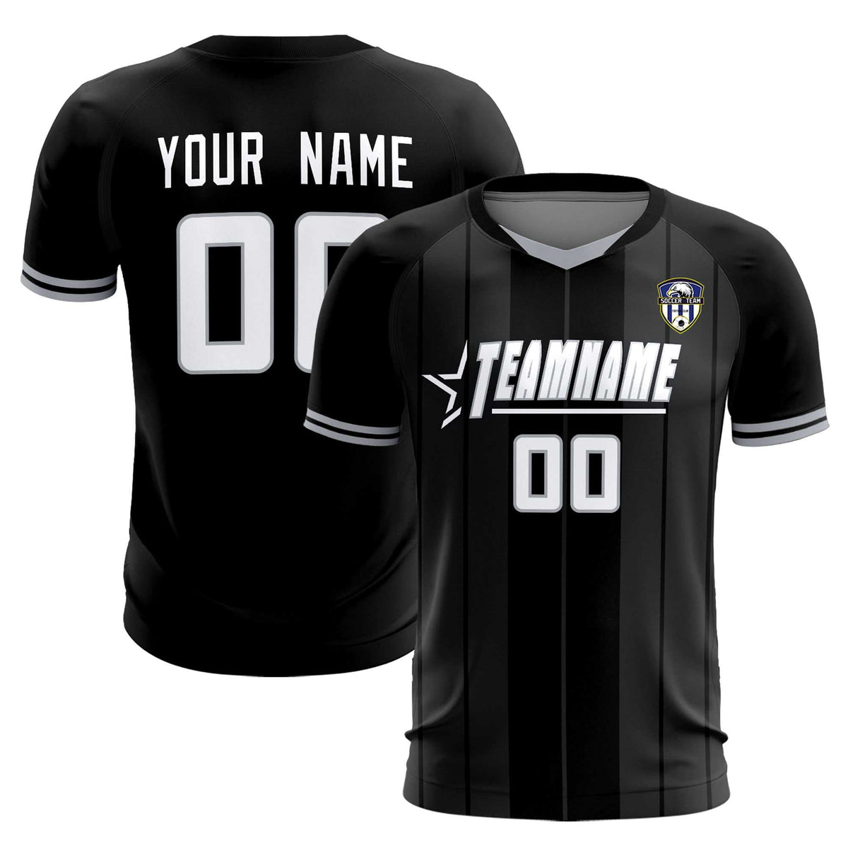 Custom Black Classic Striped Personalized Football Kit Jersey