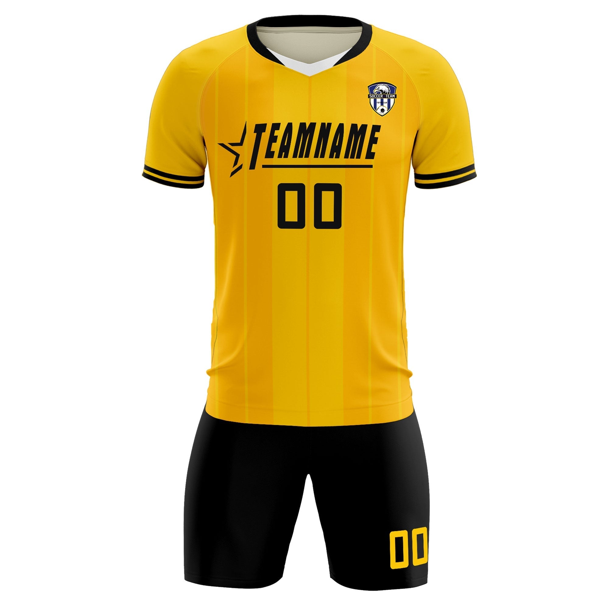 Custom Gold Classic Striped Personalized Football Kit Jersey