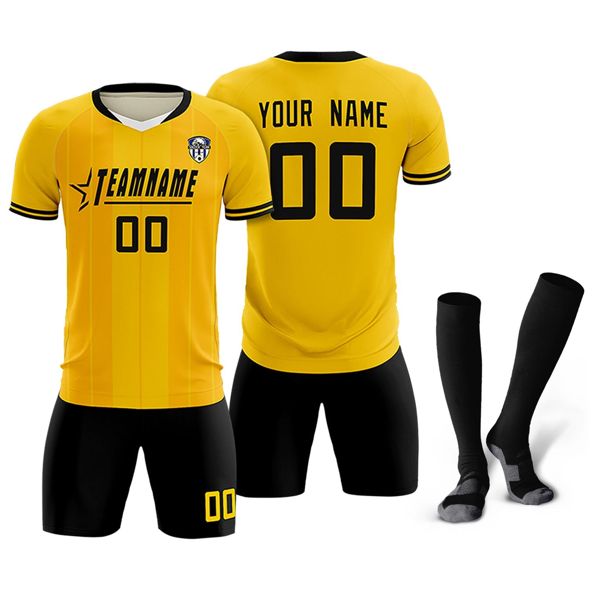 Custom Gold Classic Striped Personalized Football Kit Jersey