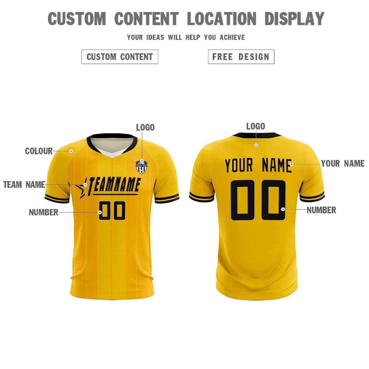 Custom Gold Classic Striped Personalized Football Kit Jersey