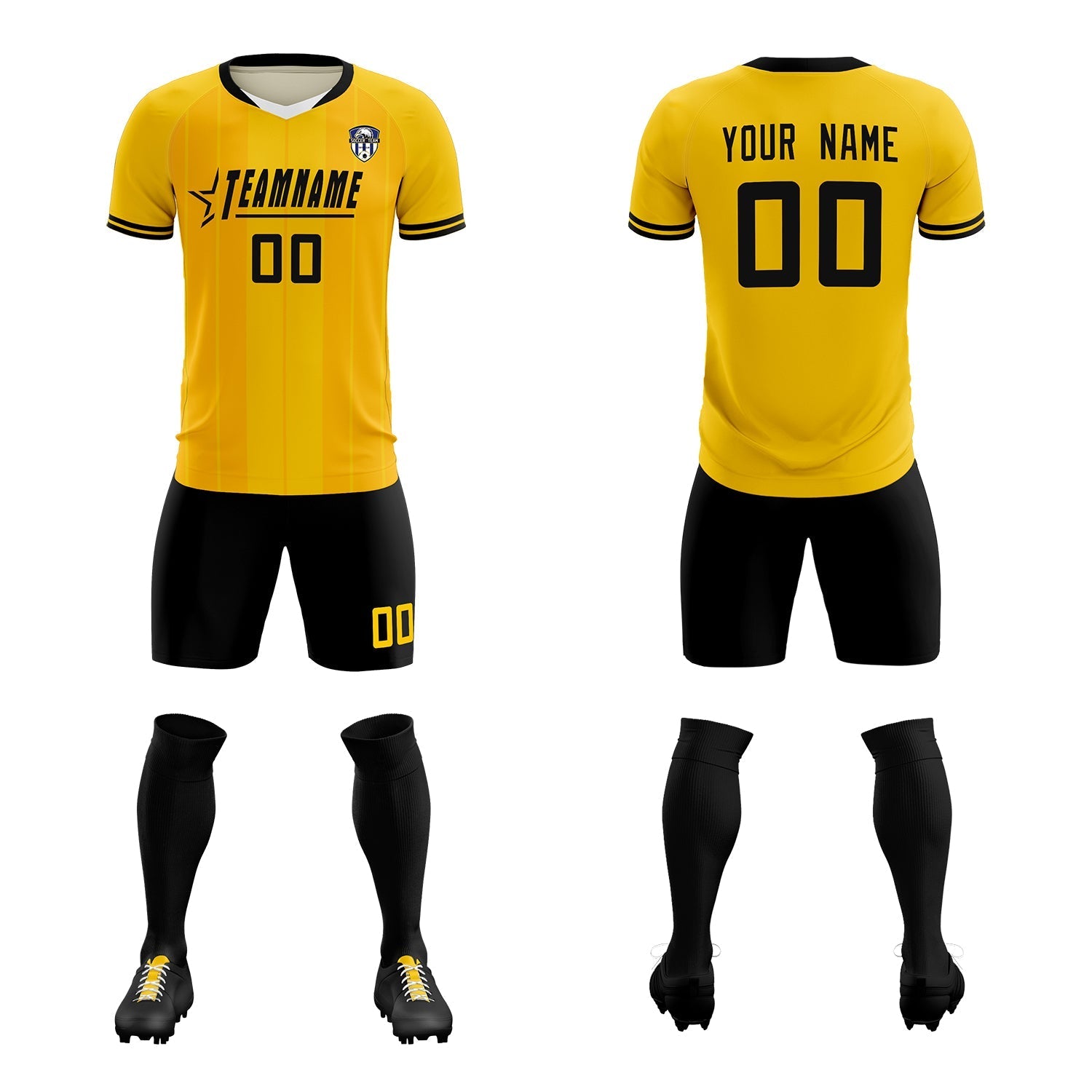 Custom Gold Classic Striped Personalized Football Kit Jersey