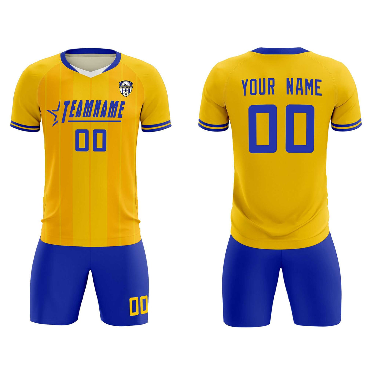 Custom Gold Classic Striped Personalized Football Kit Jersey