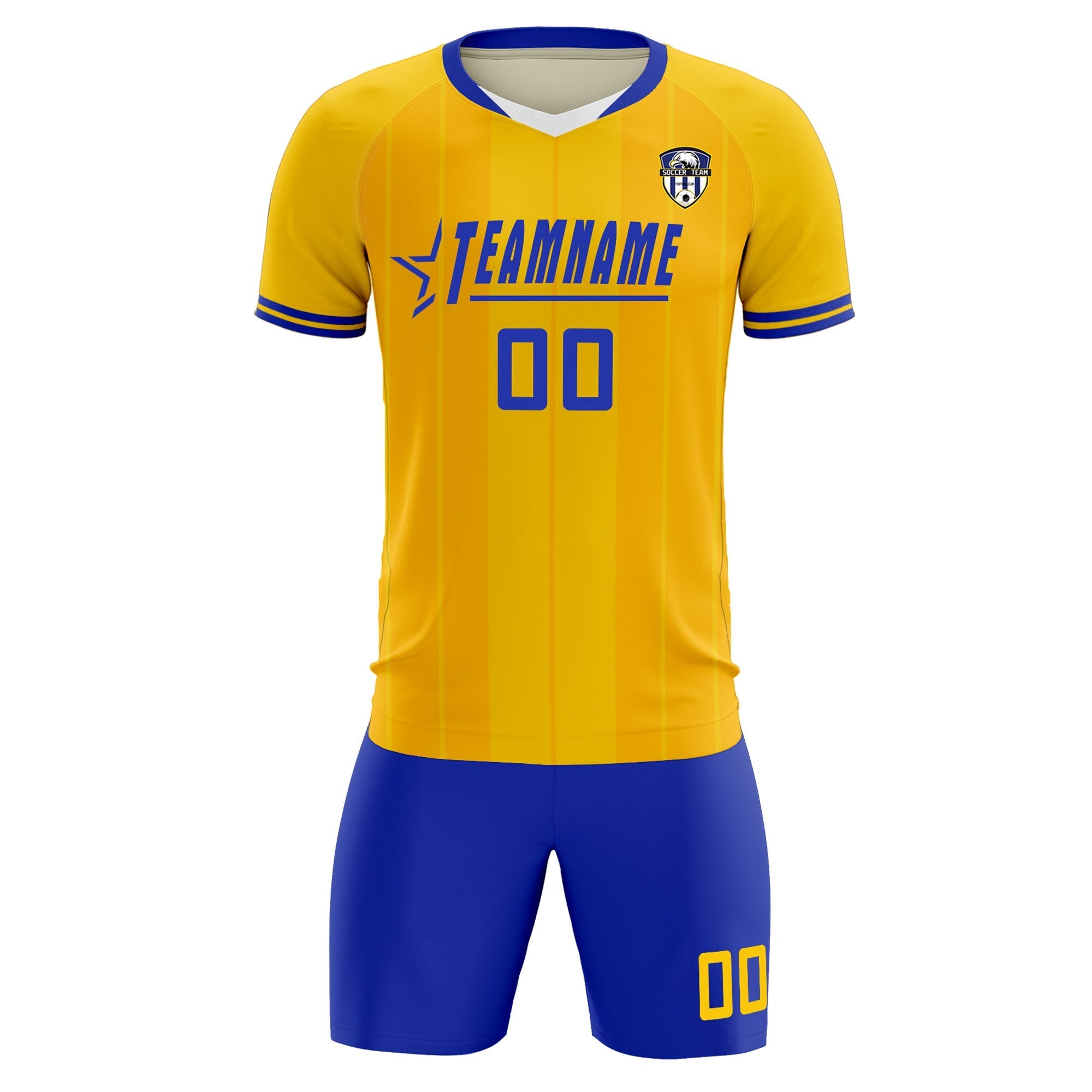 Custom Gold Classic Striped Personalized Football Kit Jersey