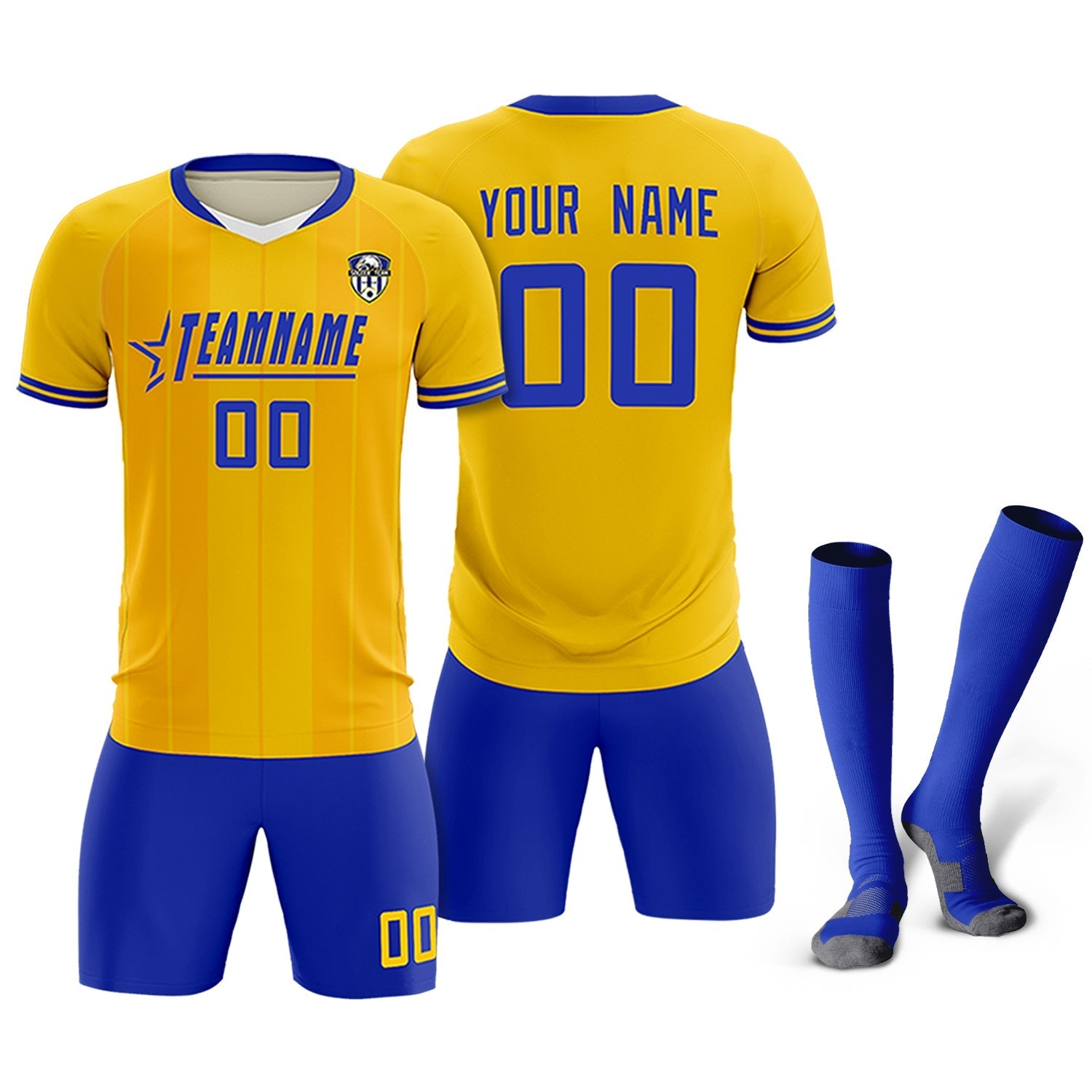 Custom Gold Classic Striped Personalized Football Kit Jersey