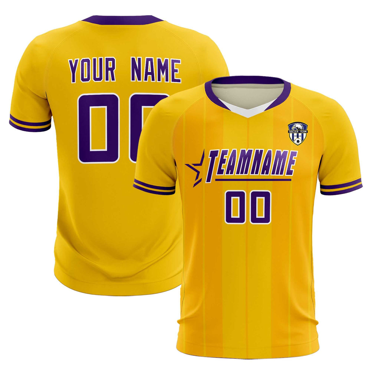 Custom Gold Classic Striped Personalized Football Kit Jersey