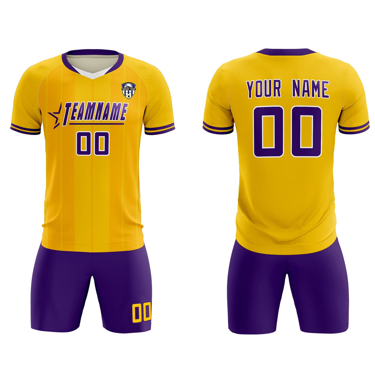Custom Gold Classic Striped Personalized Football Kit Jersey