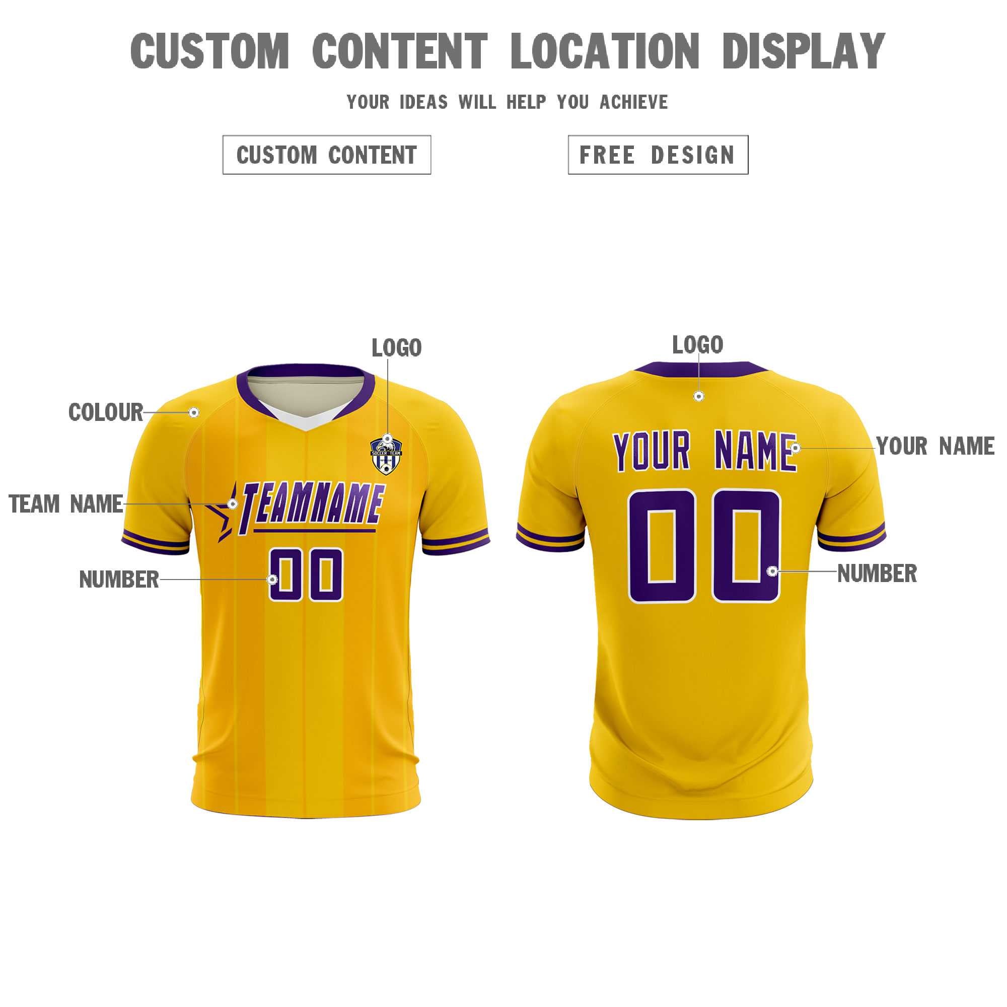 Custom Gold Classic Striped Personalized Football Kit Jersey