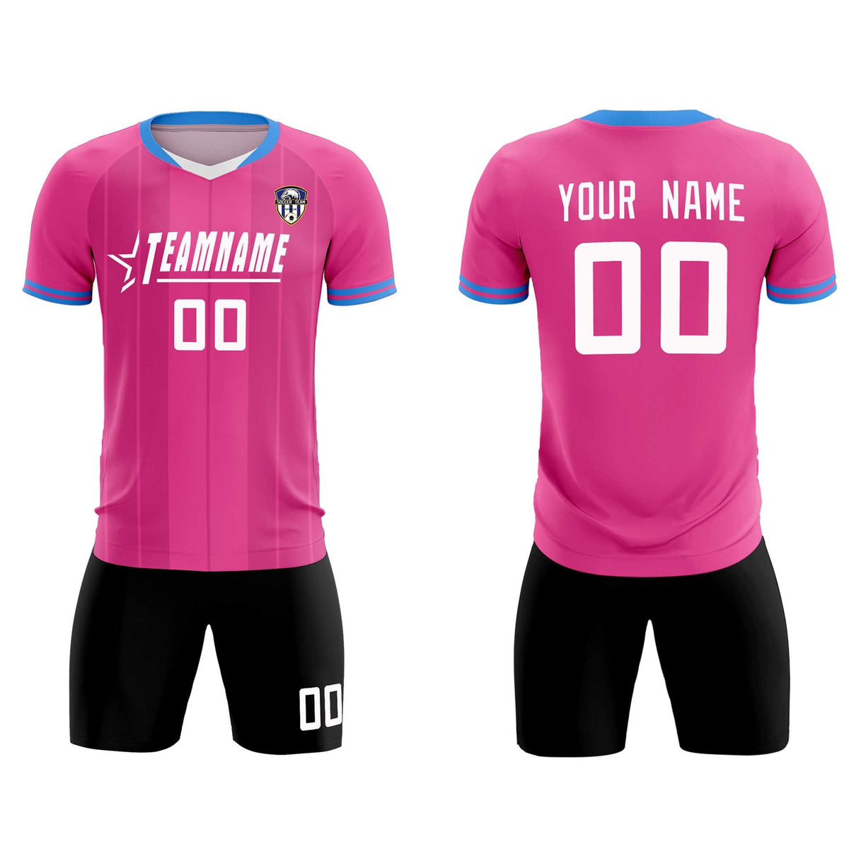 Custom Pink Classic Striped Personalized Football Kit Jersey