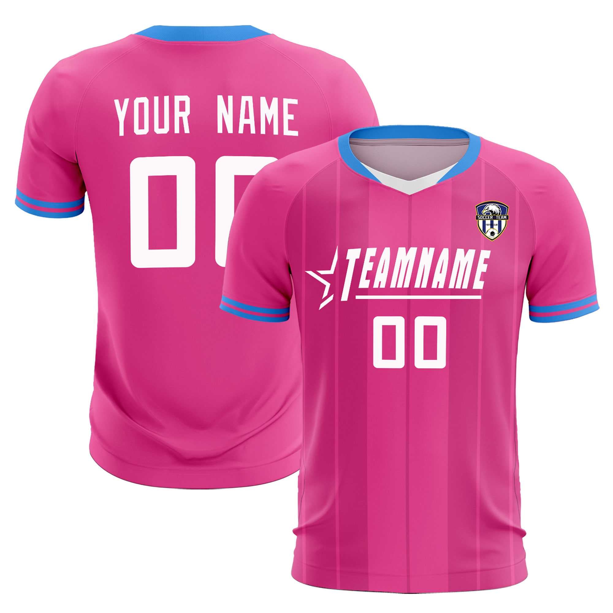 Custom Pink Classic Striped Personalized Football Kit Jersey