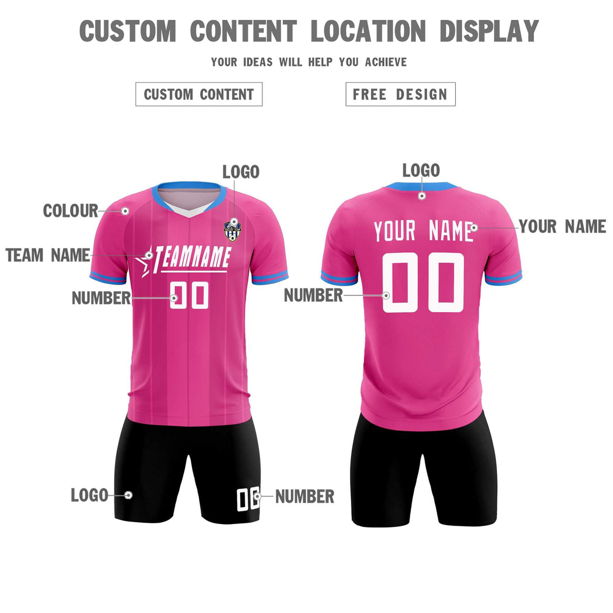Custom Pink Classic Striped Personalized Football Kit Jersey