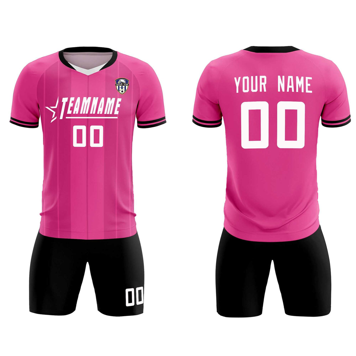 Custom Pink Classic Striped Personalized Football Kit Jersey
