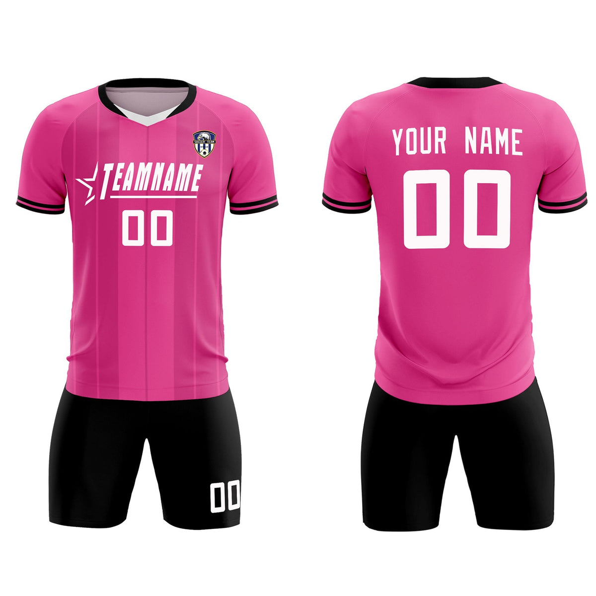 Custom Pink Classic Striped Personalized Football Kit Jersey