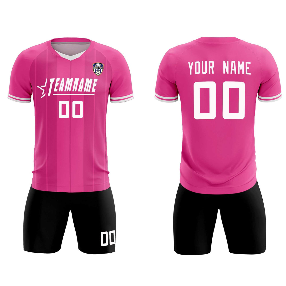 Custom Pink Classic Striped Personalized Football Kit Jersey