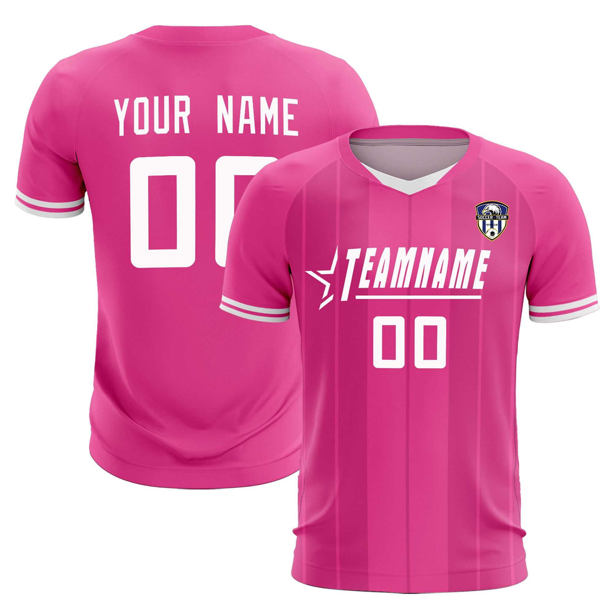Custom Pink Classic Striped Personalized Football Kit Jersey