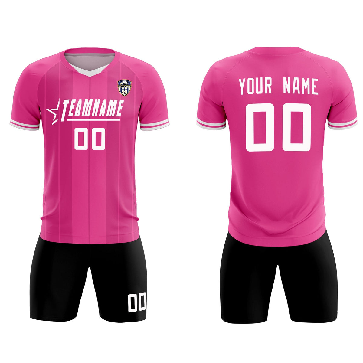 Custom Pink Classic Striped Personalized Football Kit Jersey