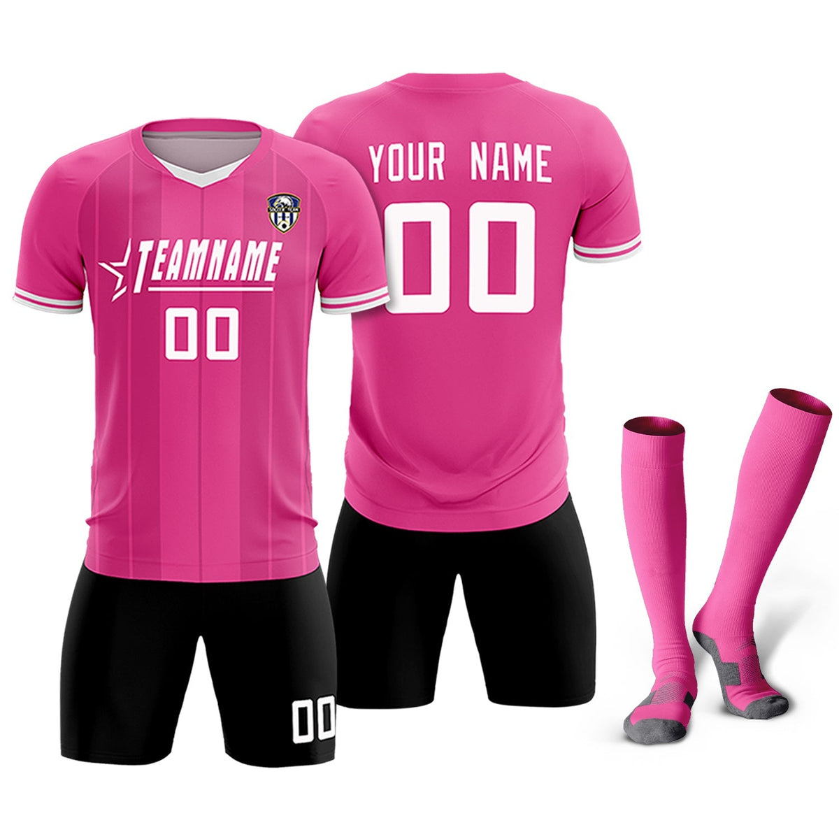 Custom Pink Classic Striped Personalized Football Kit Jersey