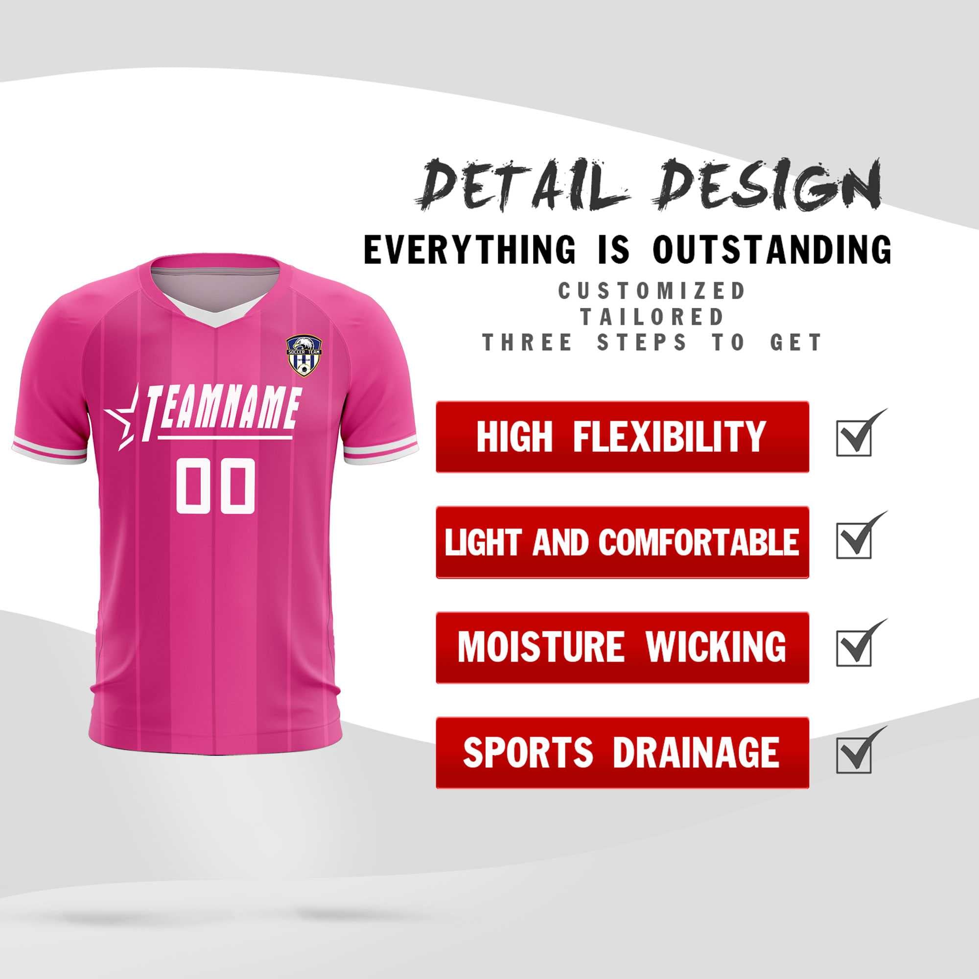 Custom Pink Classic Striped Personalized Football Kit Jersey