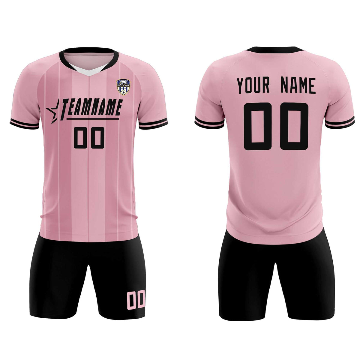 Custom Light Pink Classic Striped Personalized Football Kit Jersey
