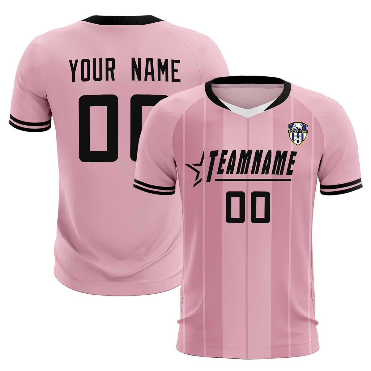 Custom Light Pink Classic Striped Personalized Football Kit Jersey