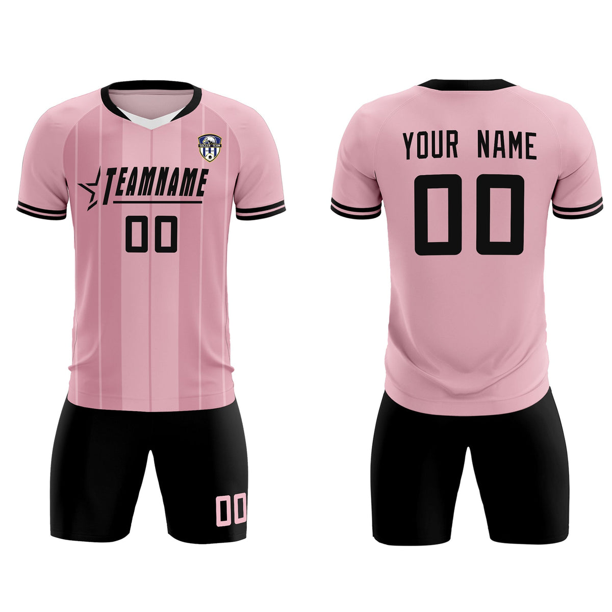 Custom Light Pink Classic Striped Personalized Football Kit Jersey