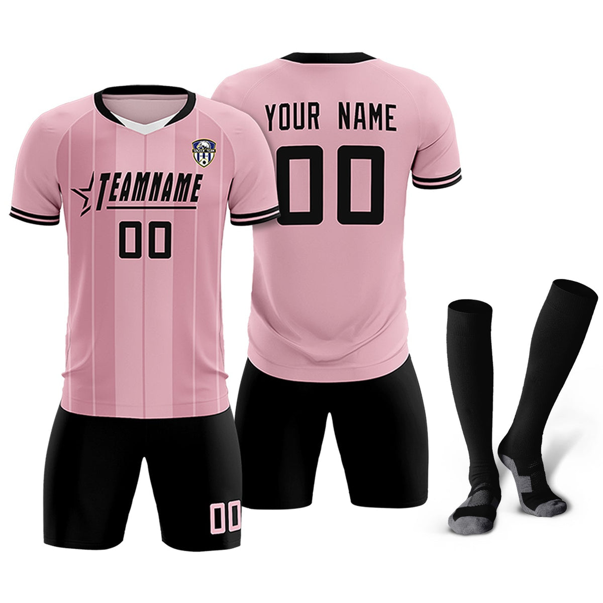 Custom Light Pink Classic Striped Personalized Football Kit Jersey