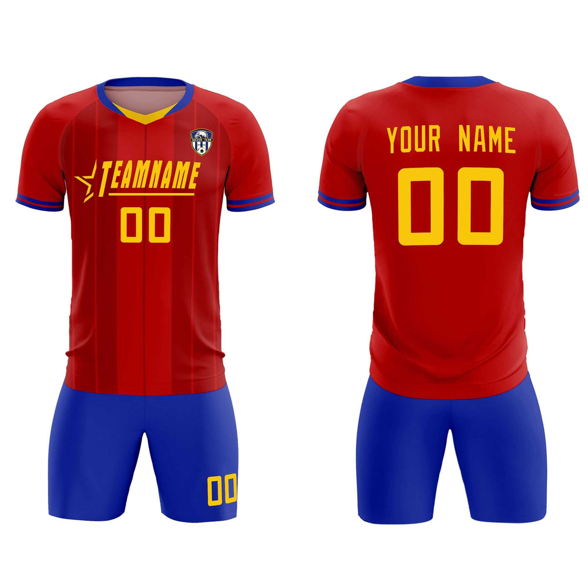 Custom Red Classic Striped Personalized Football Kit Jersey