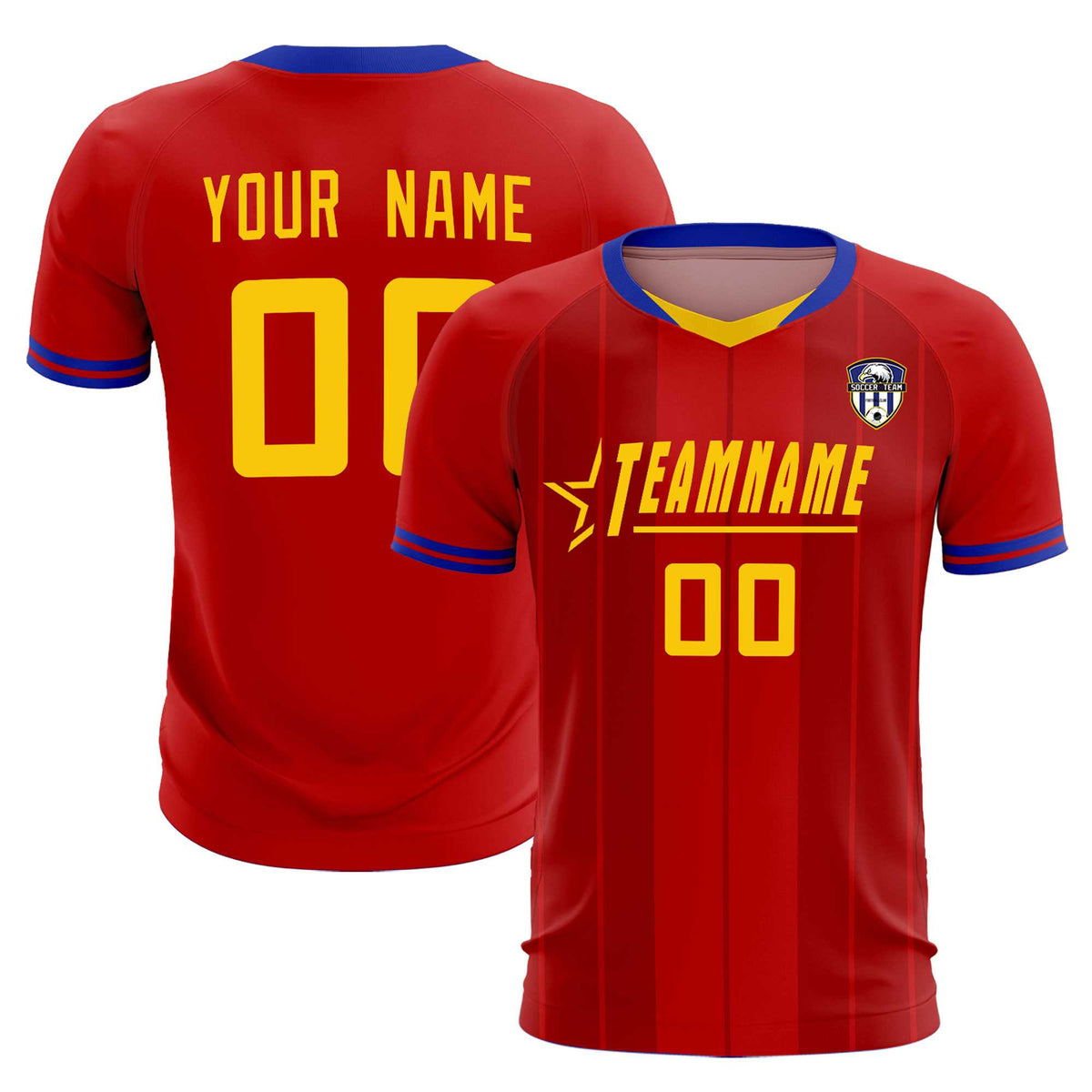Custom Red Classic Striped Personalized Football Kit Jersey
