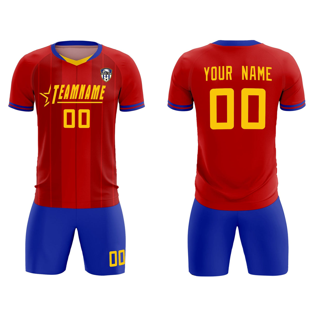 Custom Red Classic Striped Personalized Football Kit Jersey