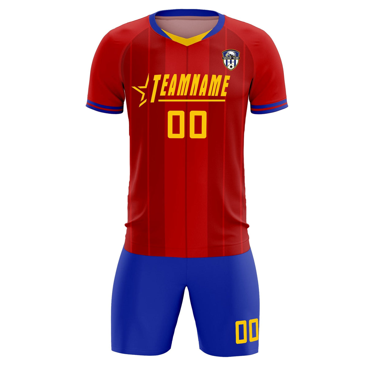 Custom Red Classic Striped Personalized Football Kit Jersey