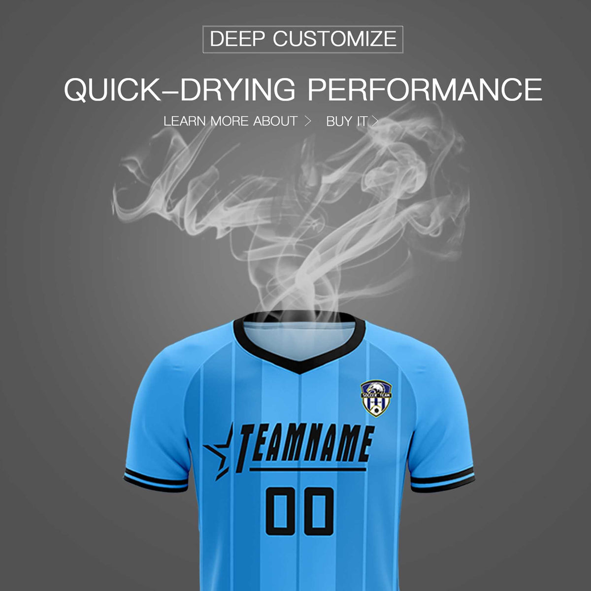 Custom Powder Blue Classic Striped Personalized Football Kit Jersey