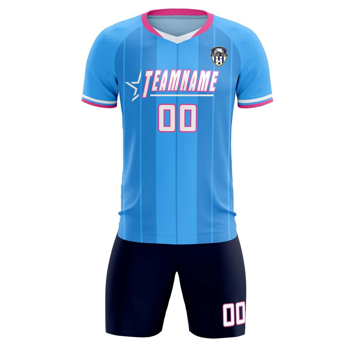 Custom Powder Blue Classic Striped Personalized Football Kit Jersey