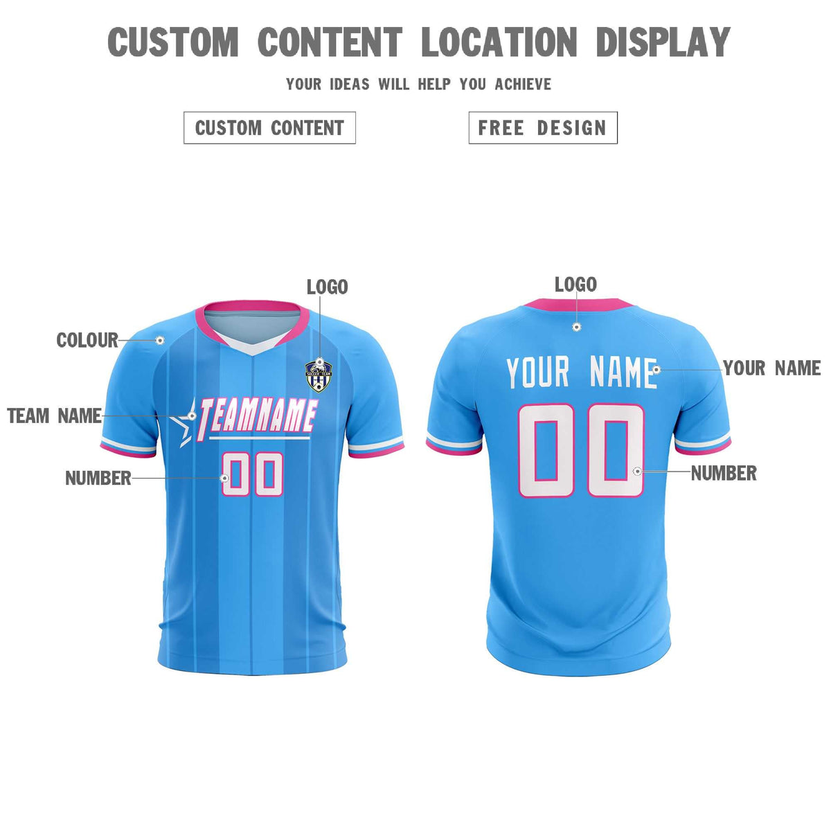 Custom Powder Blue Classic Striped Personalized Football Kit Jersey