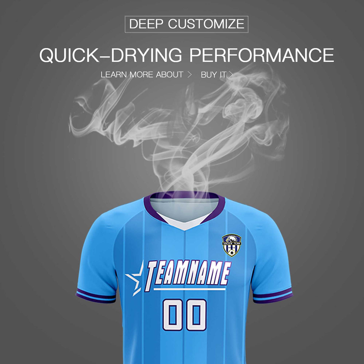 Custom Powder Blue Classic Striped Personalized Football Kit Jersey