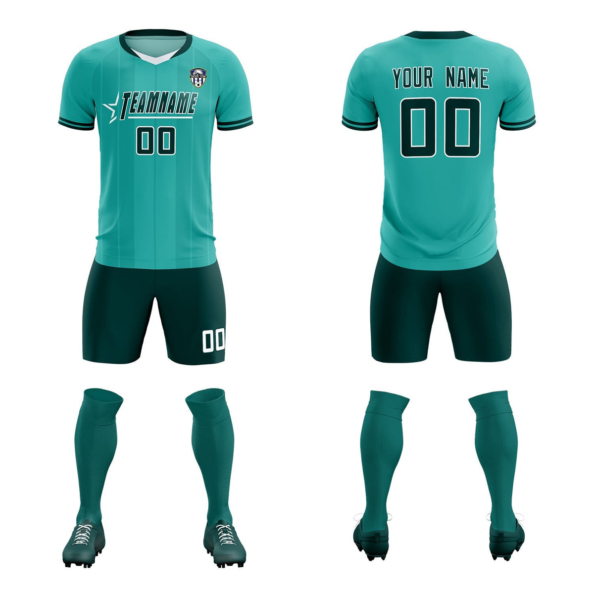 Custom Bright Green Classic Striped Personalized Football Kit Jersey