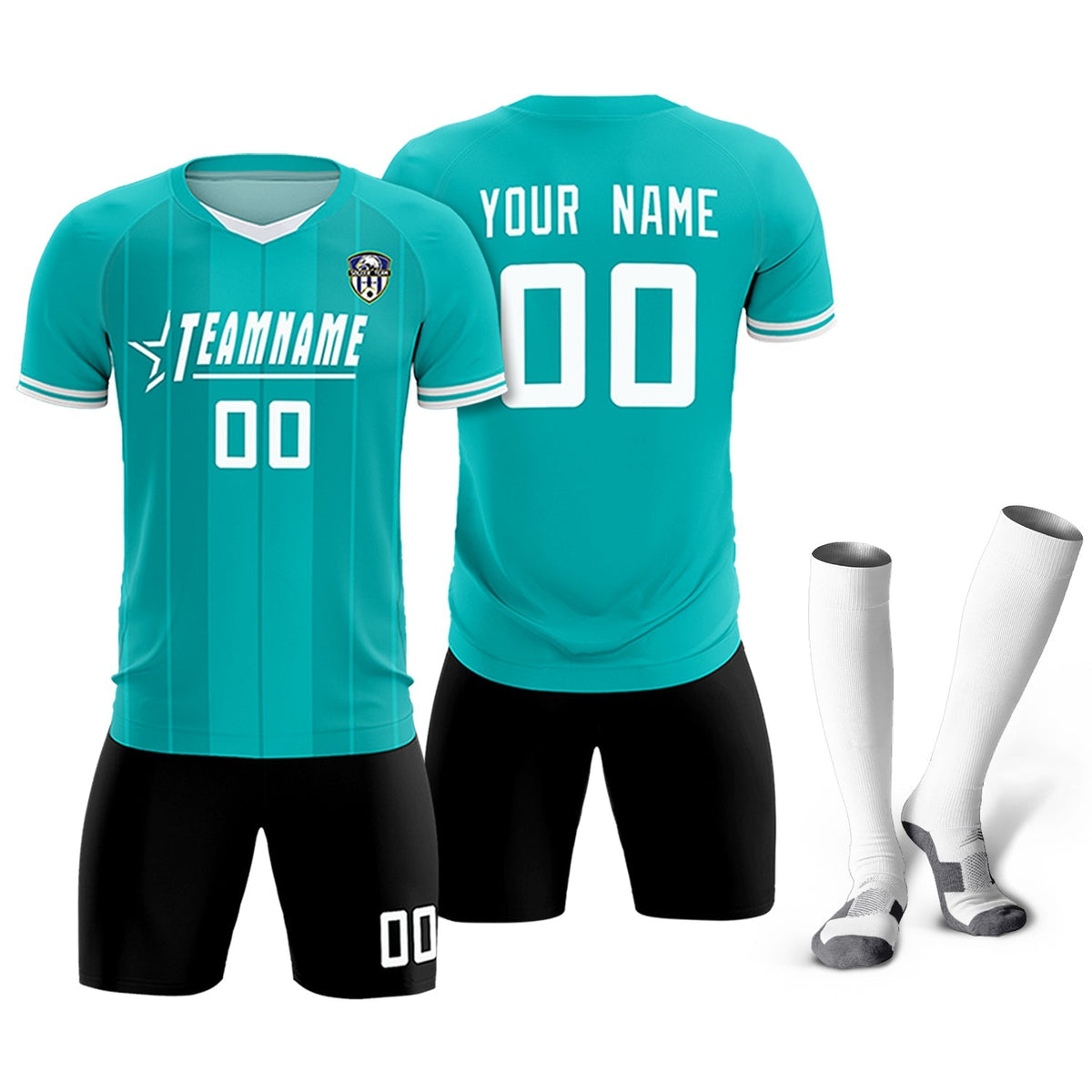 Custom Green Classic Striped Personalized Football Kit Jersey