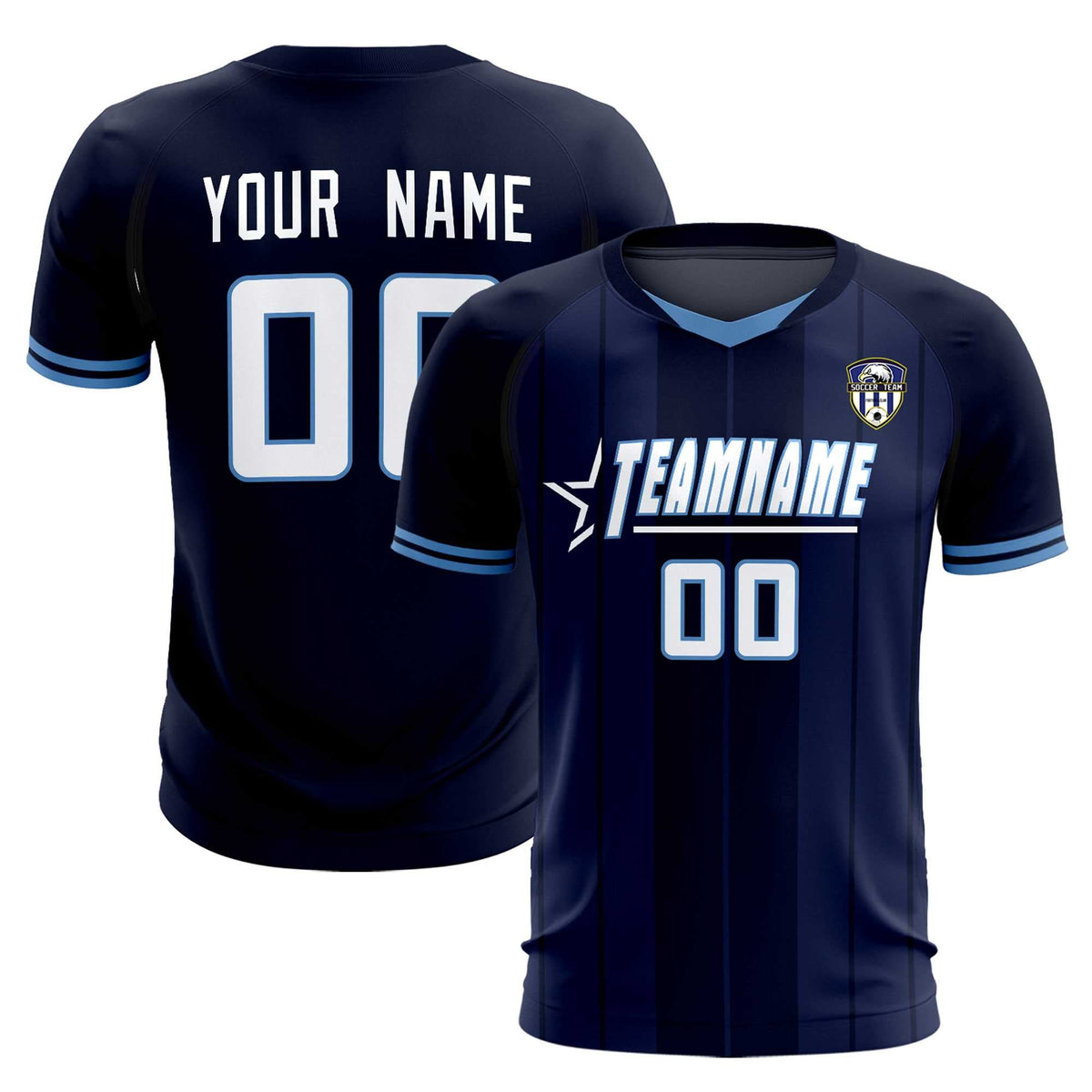 Custom Navy Classic Striped Personalized Football Kit Jersey