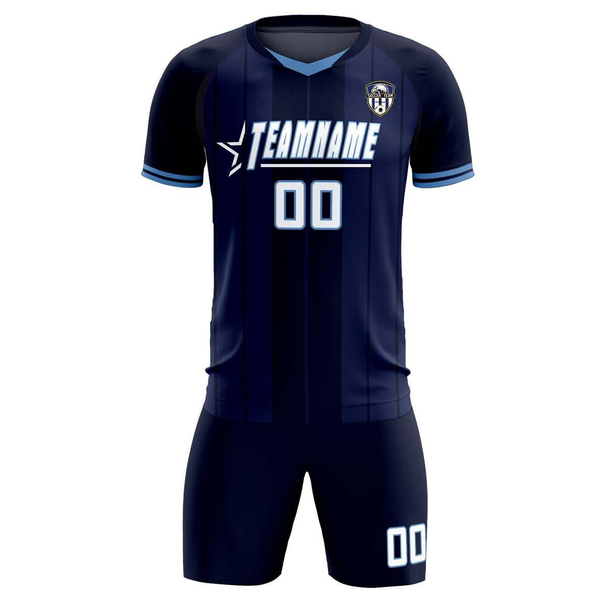 Custom Navy Classic Striped Personalized Football Kit Jersey