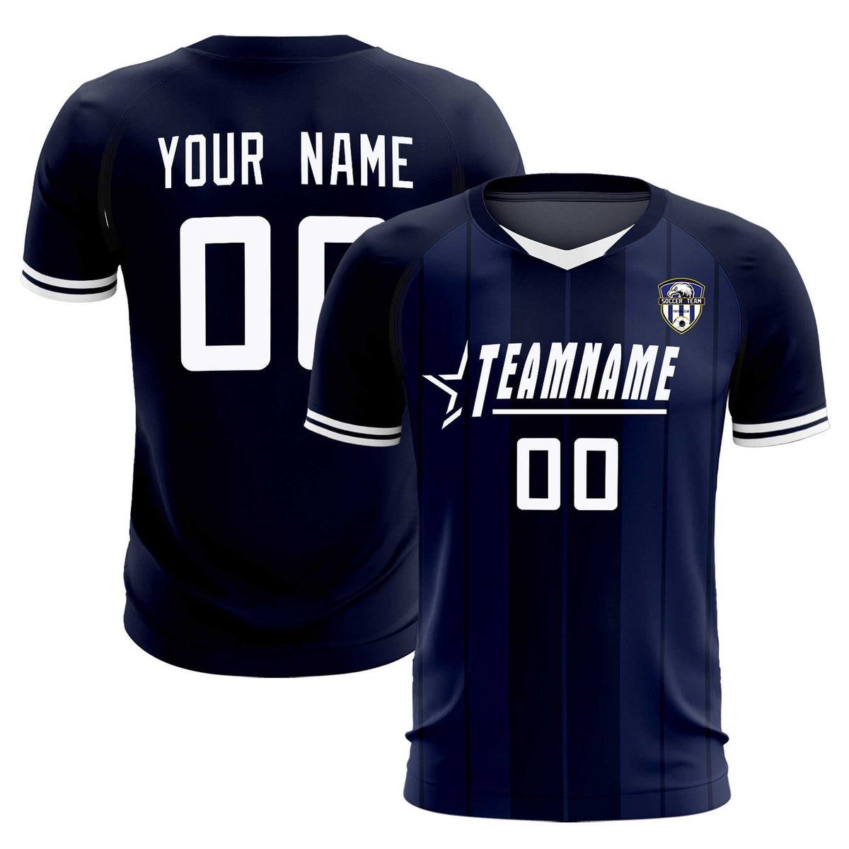 Custom Navy Classic Striped Personalized Football Kit Jersey