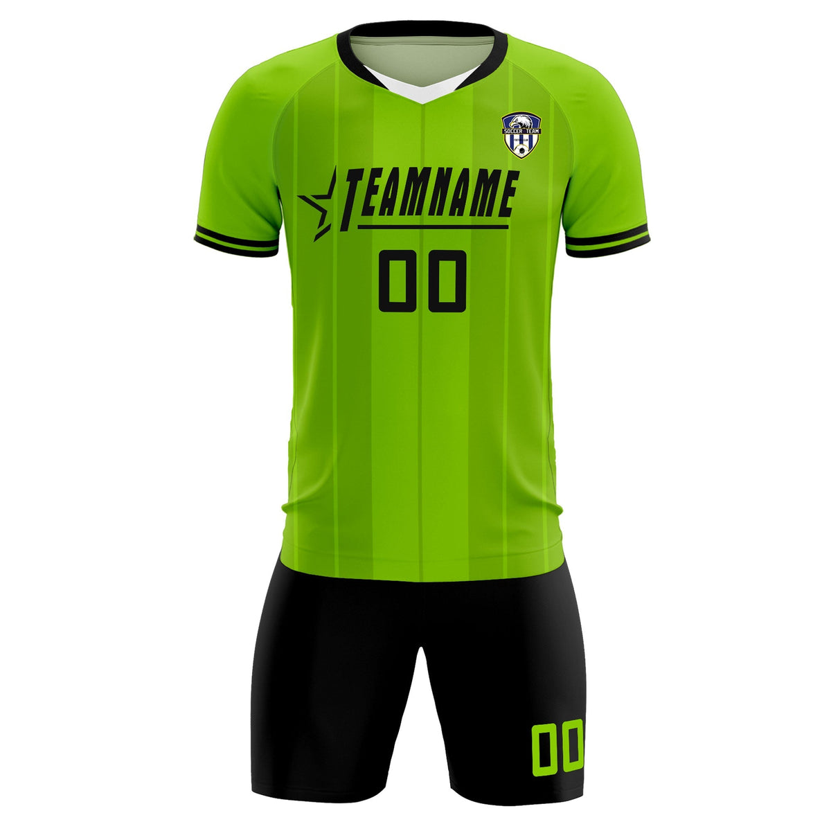 Custom Neon Green Classic Striped Personalized Football Kit Jersey