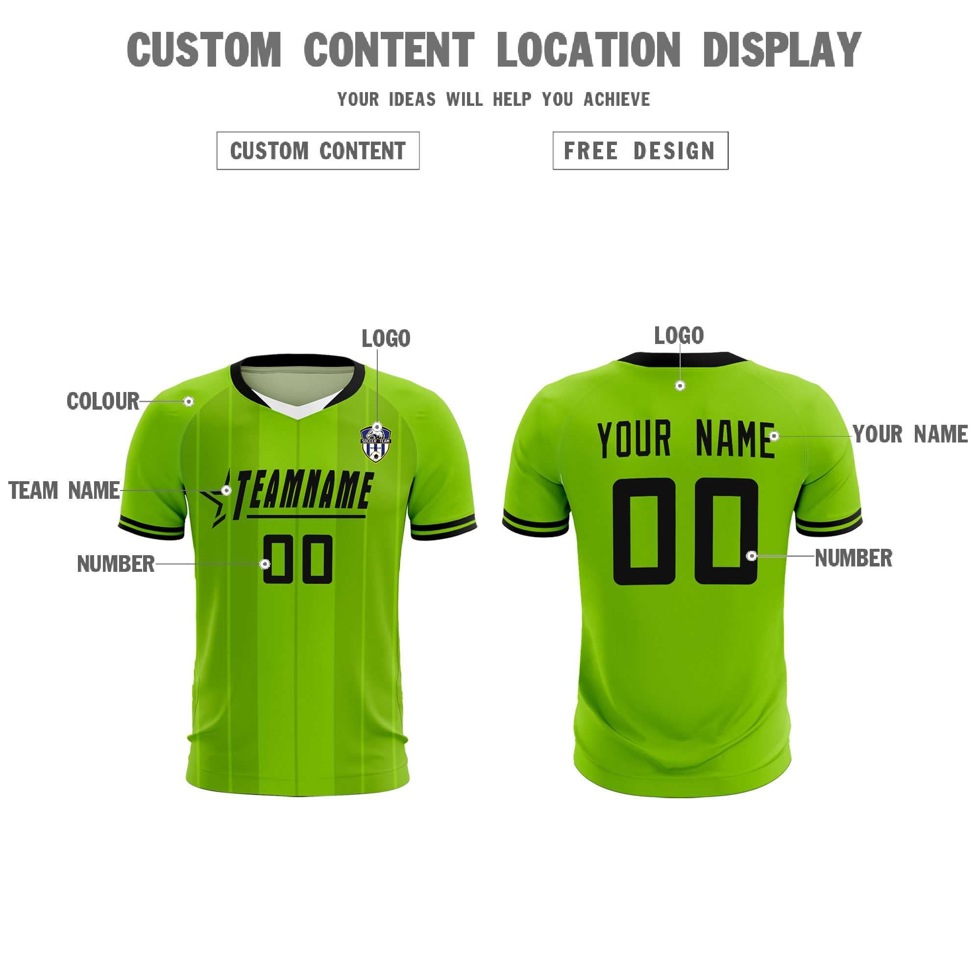 Custom Neon Green Classic Striped Personalized Football Kit Jersey