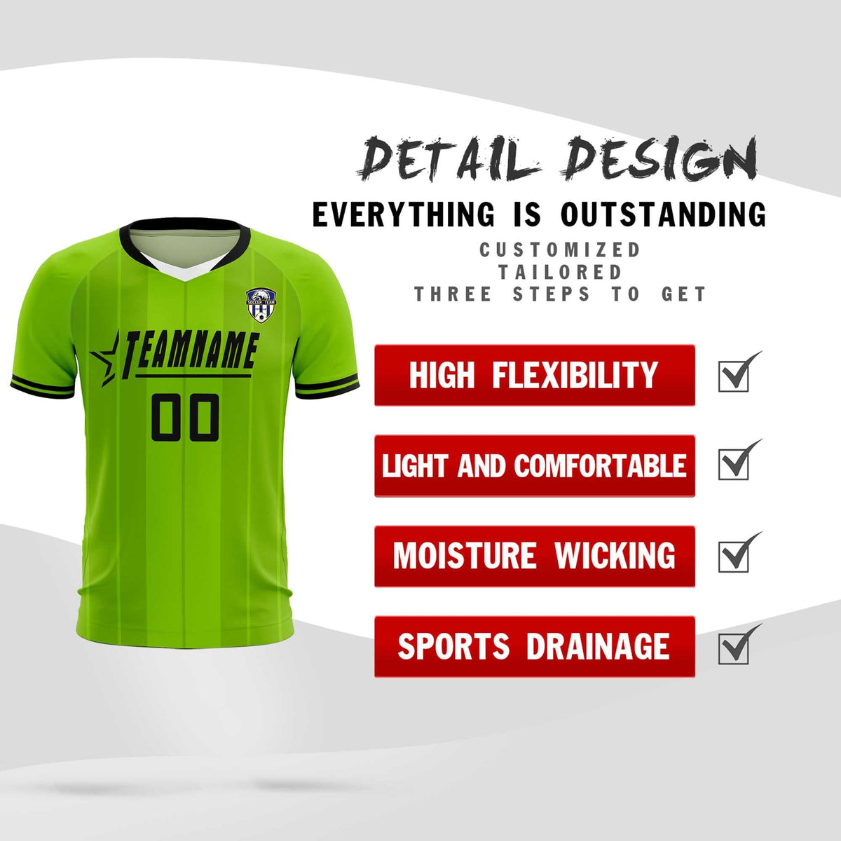 Custom Neon Green Classic Striped Personalized Football Kit Jersey