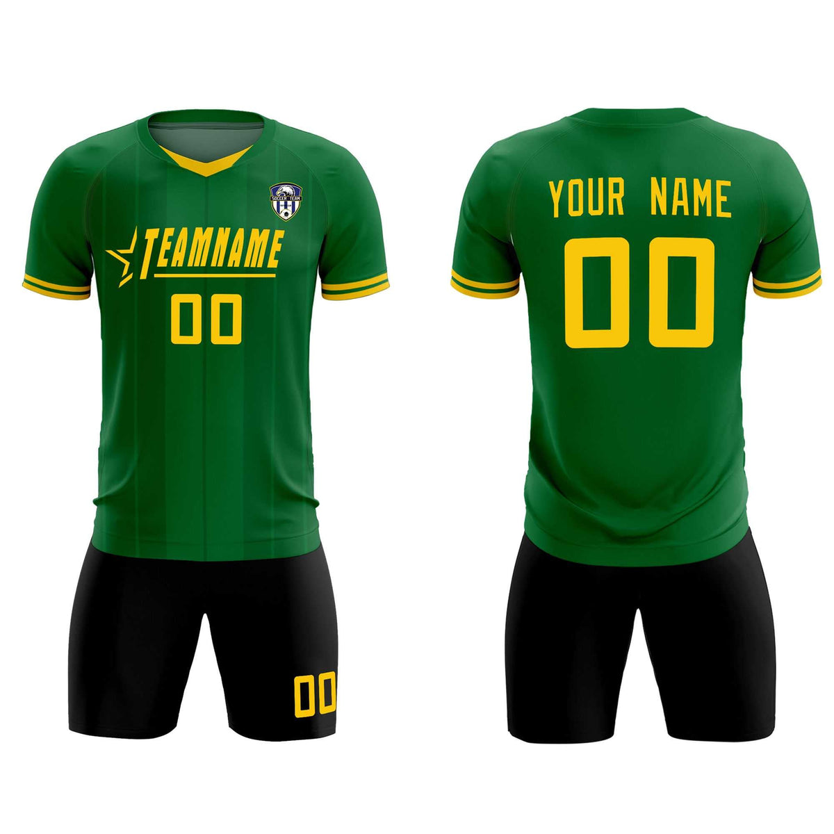 Custom Kelly Green Classic Striped Personalized Football Kit Jersey