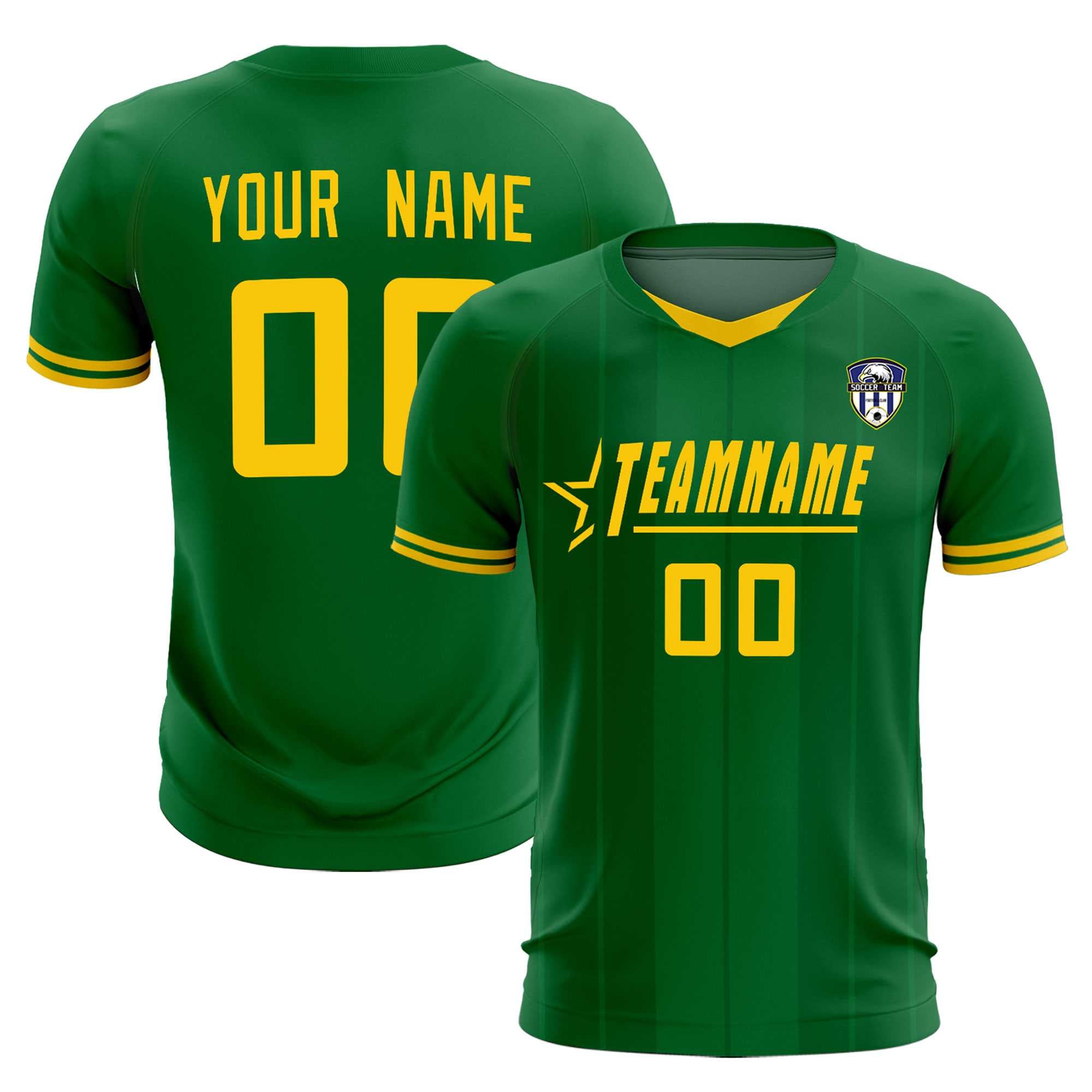 Custom Kelly Green Classic Striped Personalized Football Kit Jersey