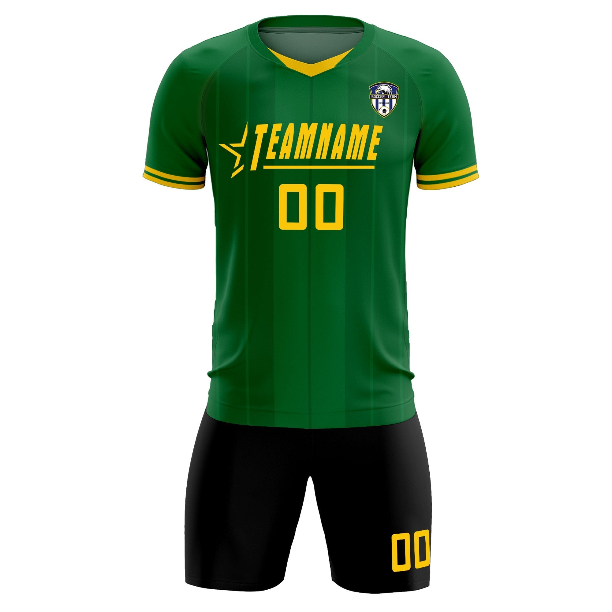 Custom Kelly Green Classic Striped Personalized Football Kit Jersey