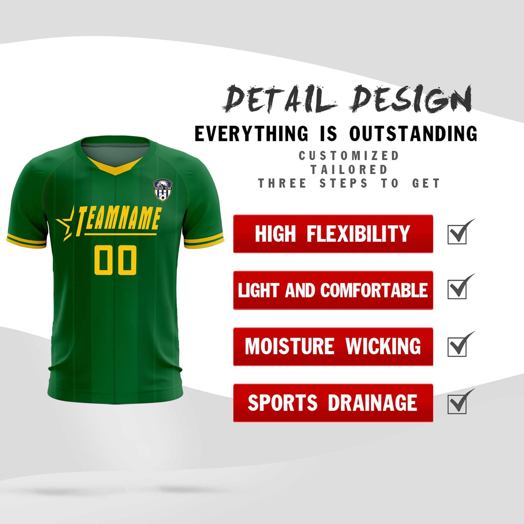Custom Kelly Green Classic Striped Personalized Football Kit Jersey