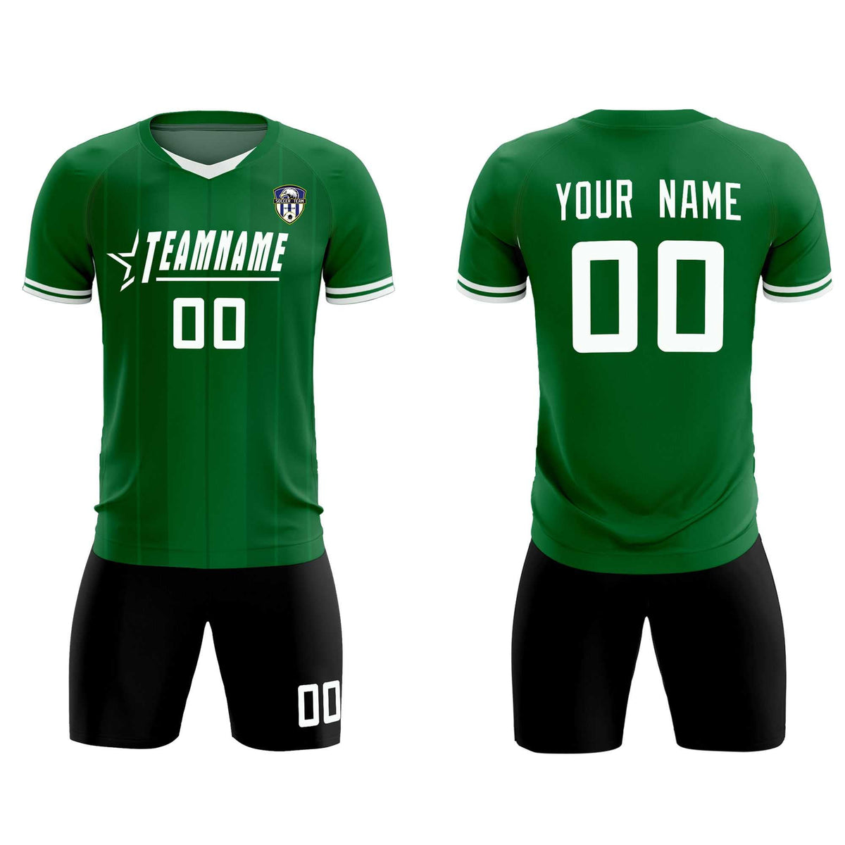 Custom Kelly Green Classic Striped Personalized Football Kit Jersey