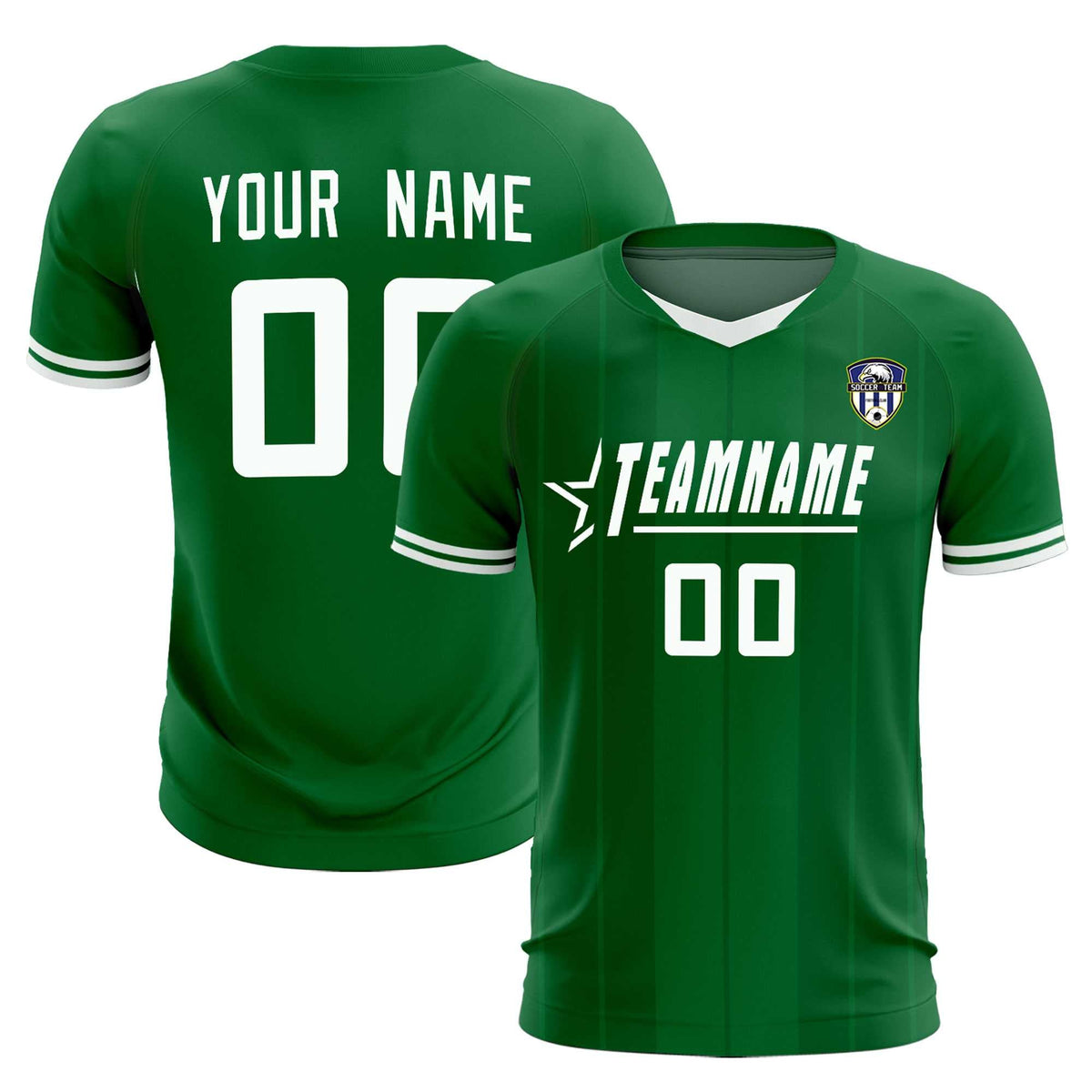 Custom Kelly Green Classic Striped Personalized Football Kit Jersey