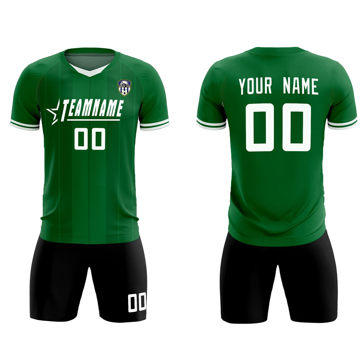 Custom Kelly Green Classic Striped Personalized Football Kit Jersey