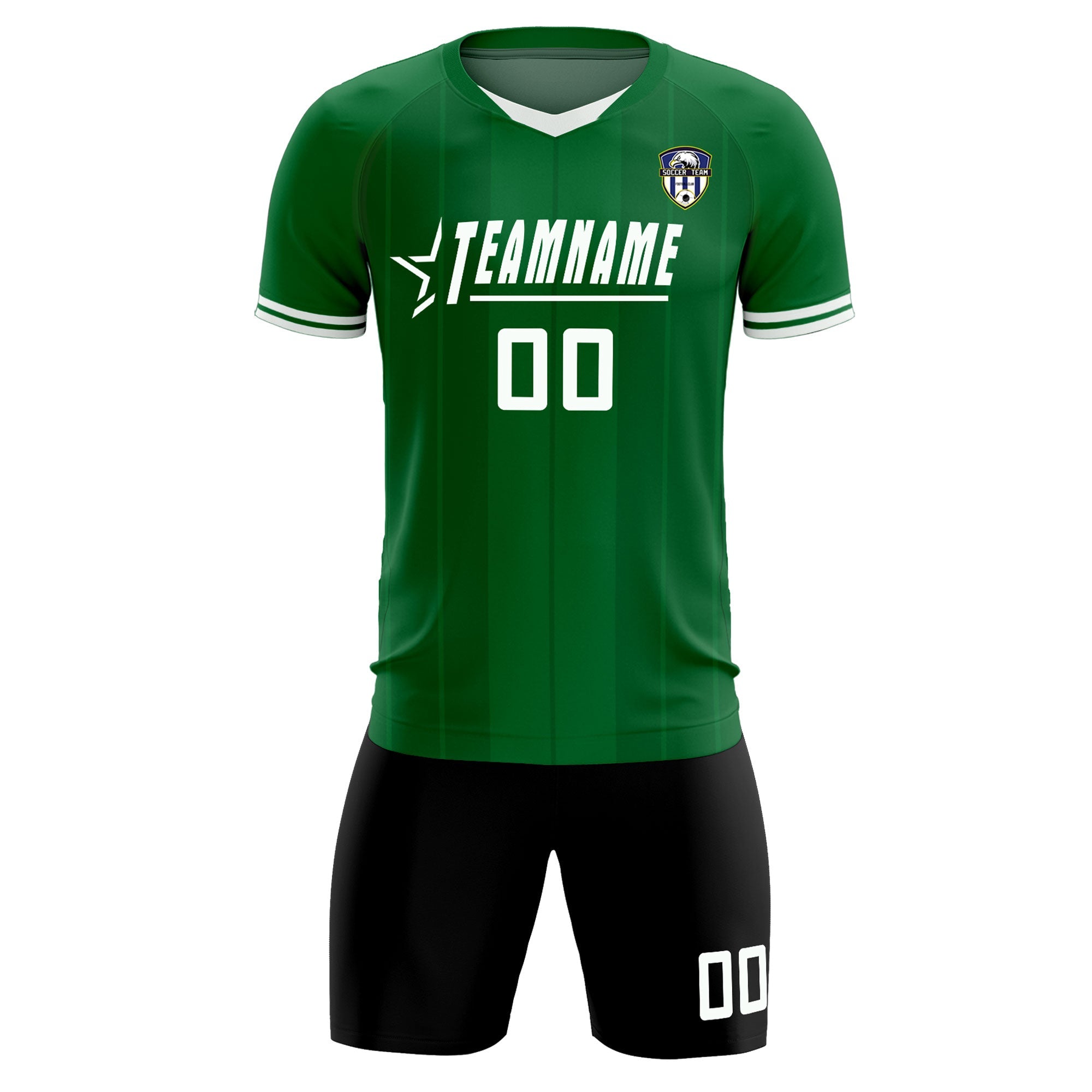 Custom Kelly Green Classic Striped Personalized Football Kit Jersey