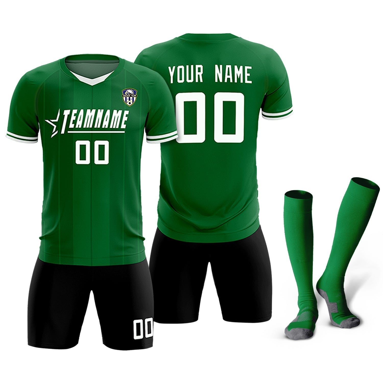 Custom Kelly Green Classic Striped Personalized Football Kit Jersey